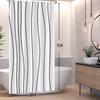 Minimalist Wavy Line Shower Curtain Gradient Design Waterproof Bath Curtain Bathroom Decor Multiple Options Polyester With Hooks