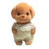 Figura de animal de la familia del bosque con extremidades móviles, caniche peludo, modelo de perro, juguete, casa de muñecas, accesorios en miniatura para niños