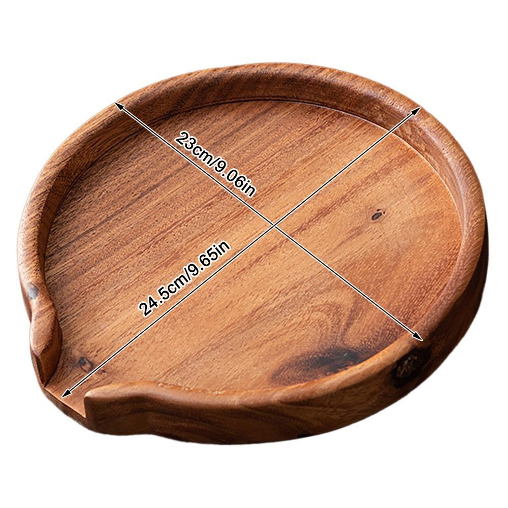 Round Shape Wooden Tea Tray Multifunction Design Round Wooden Tray Tea Coffee Snack Tray Home Use