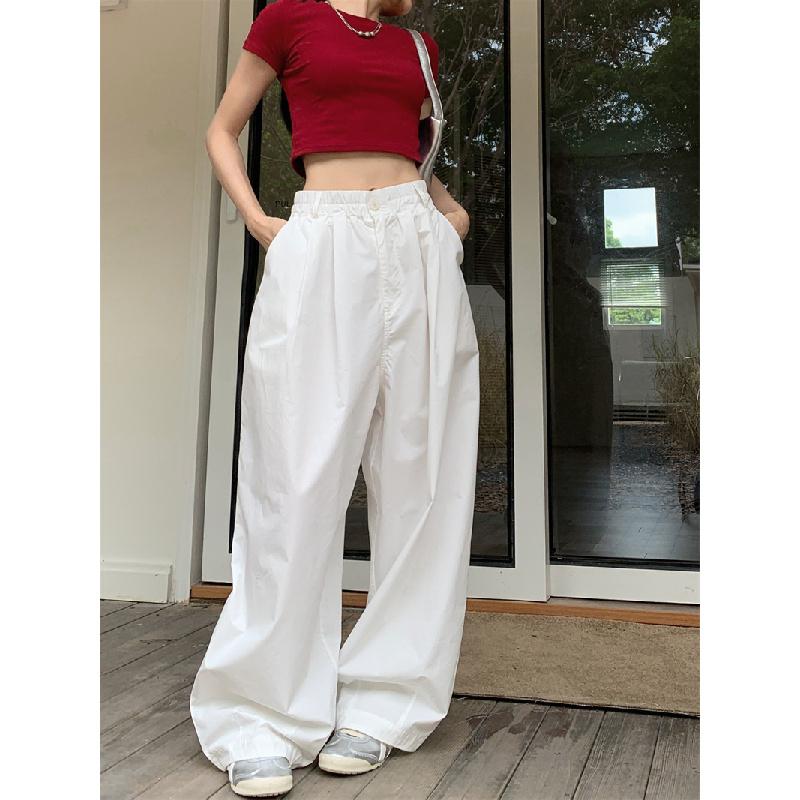 Lightweight casual pants for women, 2026 new model, high-waisted, slimming, wide-leg, loose-fitting long pants