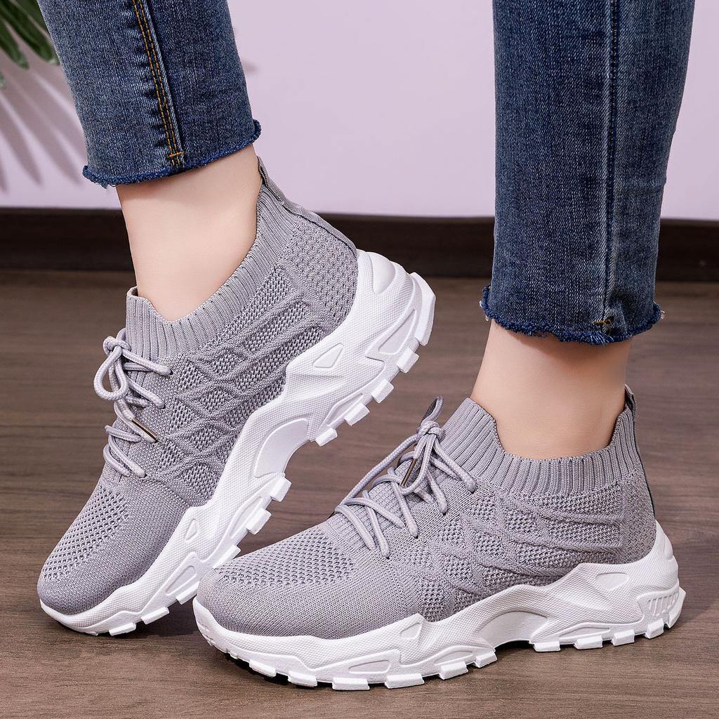 Women Plus Size Platform Sneakers Breathable Anti-Odor Chunky Dad Shoes Comfortable Casual Sports Shoes Lightweight Single Shoes