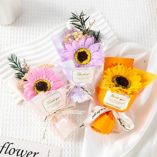 2 Pcs Mini Sunflower Bouquet Scented Artificial Soap Flower Birthday Valentine's Day Gifts