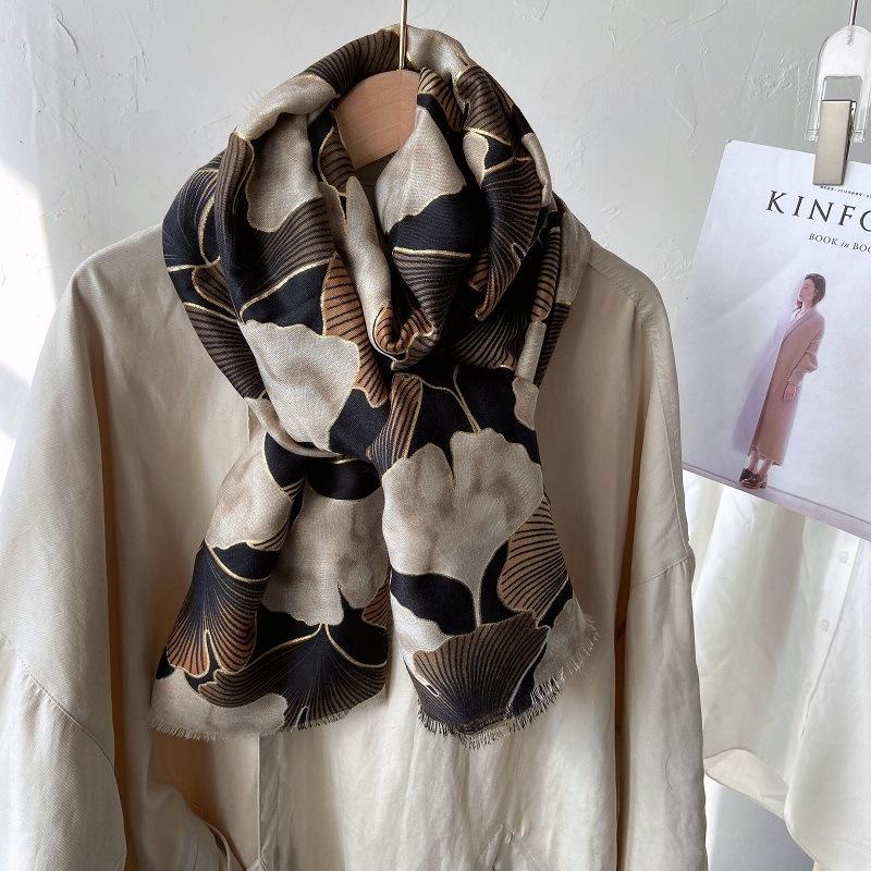 2026 Fashion Women Leopard Floral Fringe Viscose Shawl Scarf Lady High Quality Print Soft Pashmina Stole Muslim Hijab 180*90Cm