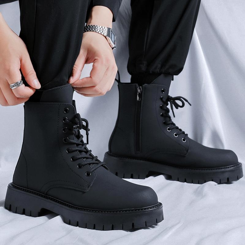 Martin boots men's autumn and winter long tooling Internet celebrity high street soft leather British yuppie men's boots British style 3301-K