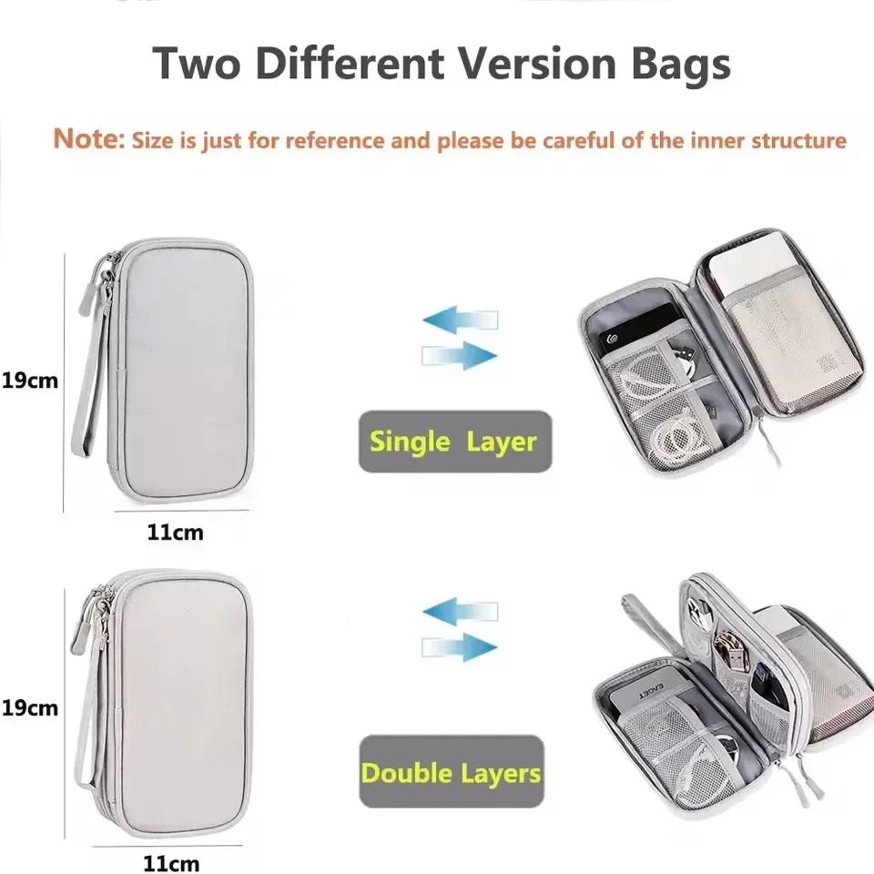 Data Cable Storage Bag Waterproof Portable Carry Case Layers Storage Bag Travel Organizer Bag for Cable Cord USB Charger