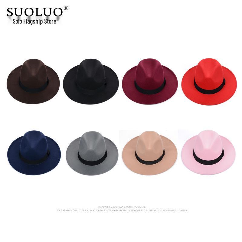 Shanghai Beach Fedora mit breiter Krempe: Schwarzer Wollfilzhut für Männer & Frauen - Vintage-Stil, Perfekt für Bühne & besondere Anlässe