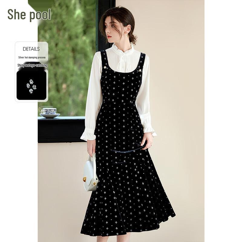 

Tachi Women s French Retro Suspender Mid-length Dress L