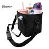 Foldable Drink Holder for Delivery Beverage Pouch with Adjustable Strap, Reusable Waterproof 4 Cup Carrier Collapsible Parties Holder, Portable Caddy