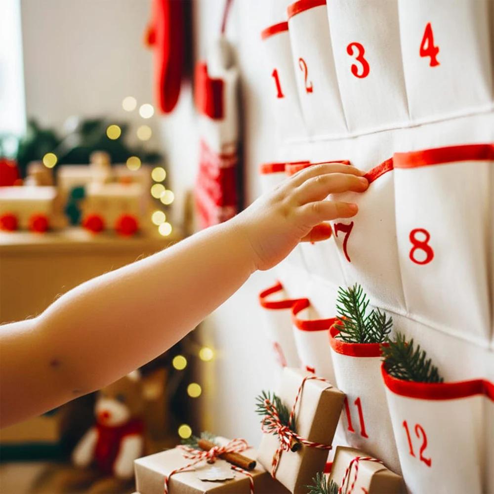 Personalized Fabric Advent Calendar Christmas Countdown Keepsake Eco Friendly Wall Hanging Festive Home Decor 24 Days Xmas Gift