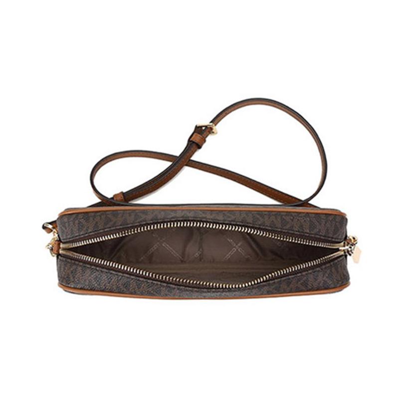 MICHAEL KORS Jet Set Logo Coated Faux Leather Shoulder Crossbody Bag Large Women's Dark Brown