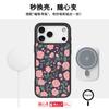 Applicable To Apple 17pro Mobile Phone Case, Advanced Sense 16 Replaceable Back Plate 15promax Magnetic Mobile Phone Case, Green Pink Flower.