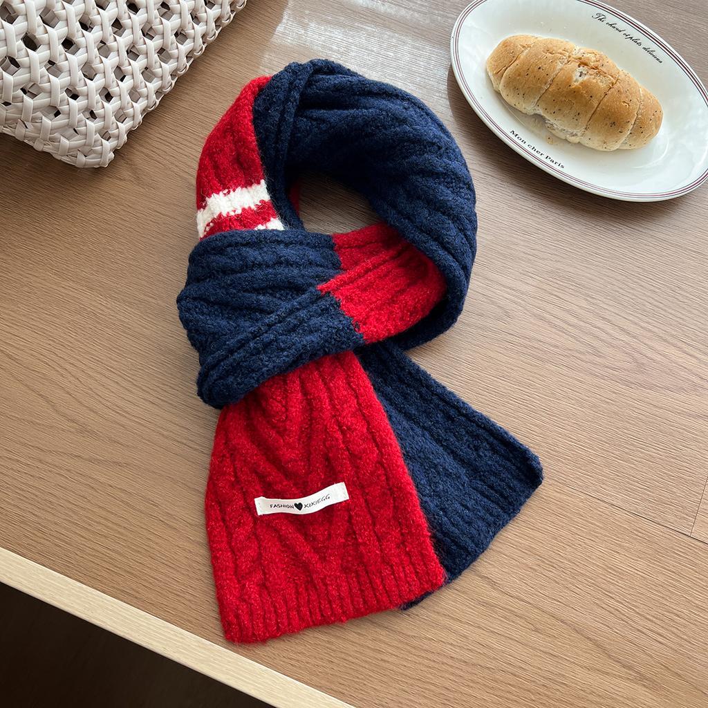 Korean version contains solid color versatile scarf color matching high-end knitted student warm scarf winter scarf