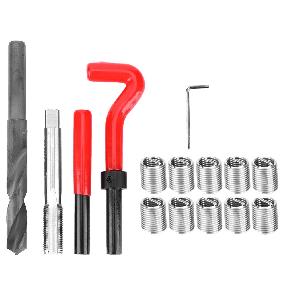 

15 шт. набор для ремонта резьбы из нержавеющей стали, витой сверлильный ключ с резьбовой вставкой для автомобиля M14x1.25