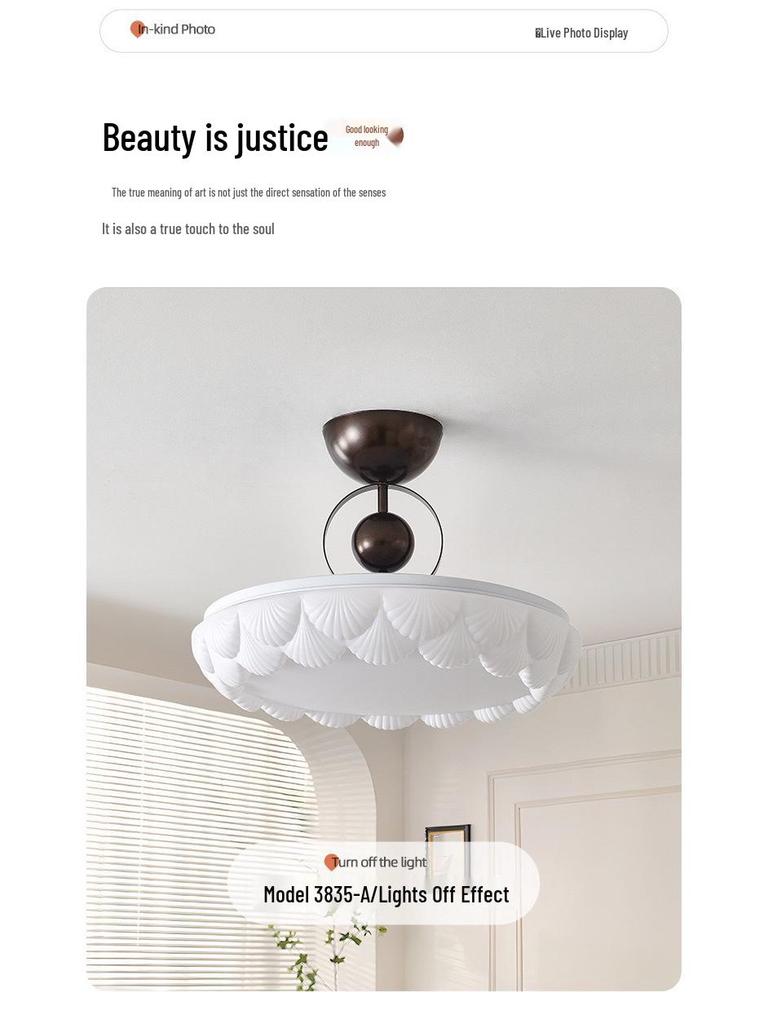 Modern Mid-Century Cream Bedroom Semi-Pendant Ceiling Light with Retro Eye Protection