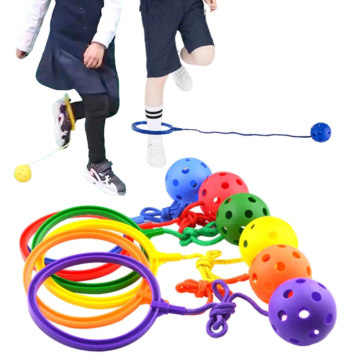 

ЗДОРОВЫЙ Skip Ball Прыгающий Уличная Игра Парковые Товары Прыгающий Мяч Кемпинг из 6 (Установить цвета)