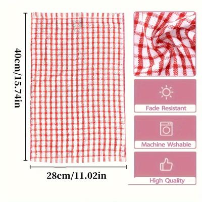 28X40CM Colorful Plaid Dish Towels Absorbent Reusable Kitchen Cleaning Cloths for Bedroom Bathroom Outdoor Use Cotton Yarn