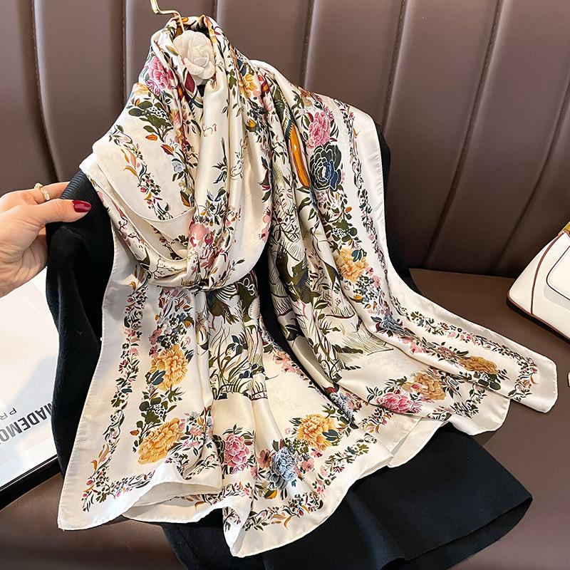180X90Cm Luxury  Fashion Summer Women Soft Silk Scarves Female Shawl Foulard Ladies Muffler Beach Wrap Bandanna Pareo Beach