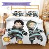 Fire Force Pattern Bedding,Quilt Set Quilt Cover Pillowcase Home Birthday Gift (1 * duvet cover + 2 * pillowcase, without core)