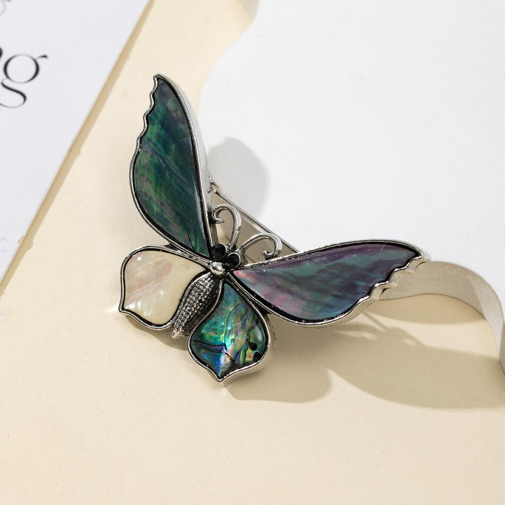 Cartoon Butterfly Shell Pin Brooch With Embedding Craft For Unisex Diy Jewelry