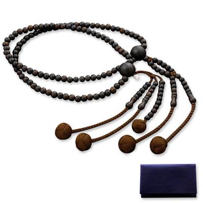 Kjótský buddhistický oltář Hayashi modlitební korálky Sekta Nichiren Shakuni Ebony Oficiální obřadní taška Kjótské modlitební korálky (Nemleté) (Pro muže) [Sada korálků] SM-053
