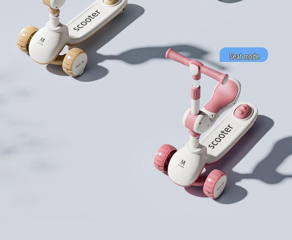 Folding Kids' Scooter with Seat, Ages 1-10, for Boys and Girls