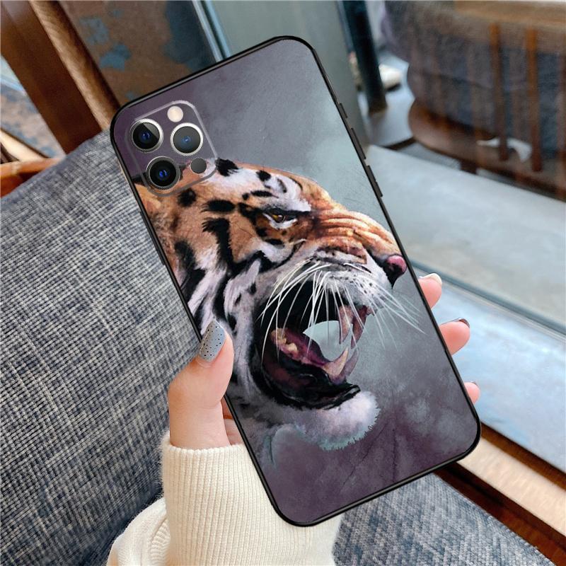 Ferocious Tiger Animal Phone Case For iPhone 16 15 14 12 11 13 Pro Max 12 13 Mini XR 15 16 Plus 16e Cover Shell