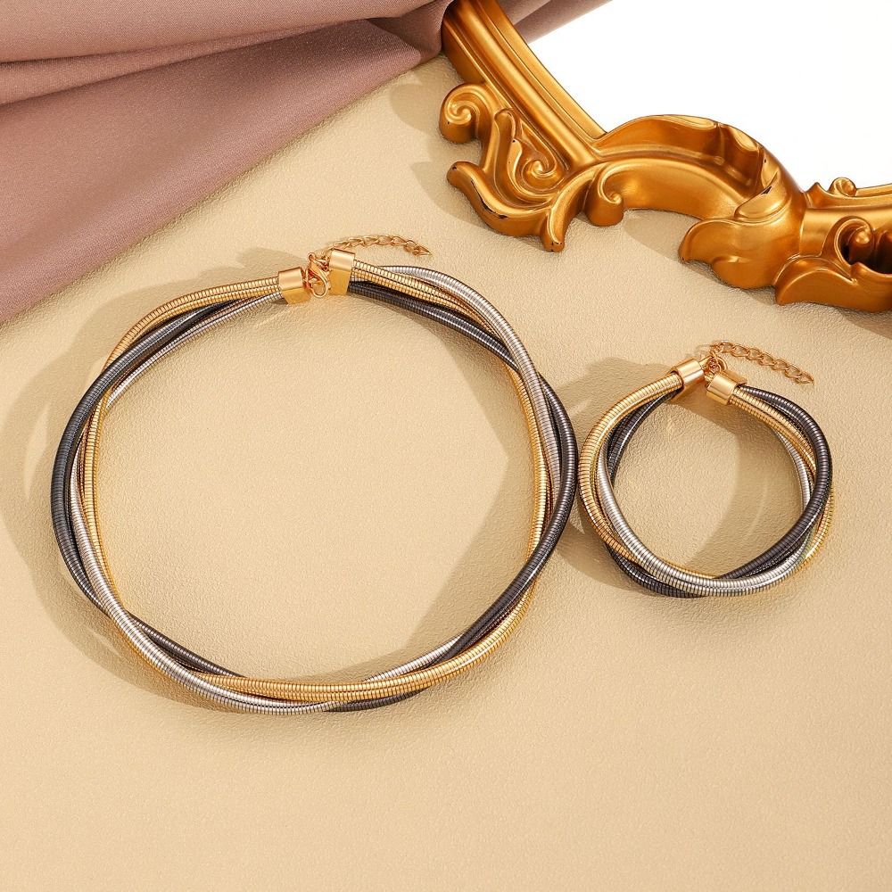 Alloy Multi Layer Bangle Gold Color Snake Bone Thick Chain Bracelet Snake Chain Bracelet