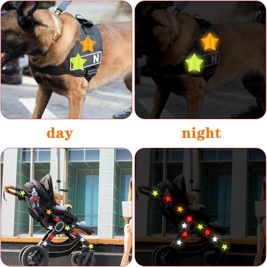40Pcs Star Shape Reflective Stickers, Warning Safety Reflector Stickers for Kids, Waterproof Safety Helmet Stickers for Vehicles, Bicycles,