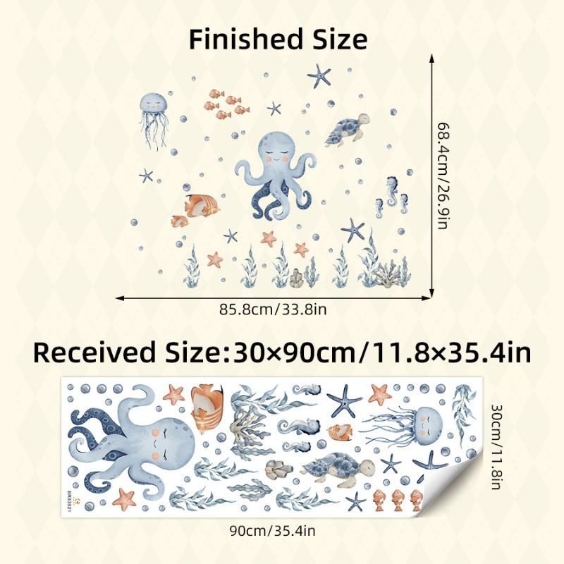 1Pc Cartoon Octopus Marine Animal Furniture Wall Stickers for Bedroom Living Room Decor Nursery Home Decoration Wall Decals