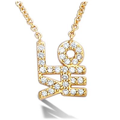 [L2003] - Gold-plated Necklace 'Love' White Gold - 10 Mm