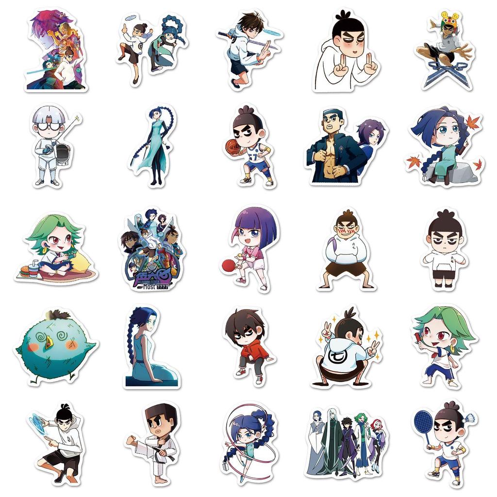 Wu Liuqi Assassin Anime Stickers: 50 Creative Cartoon Designs for Water Bottles, Diaries, and Refrigerators