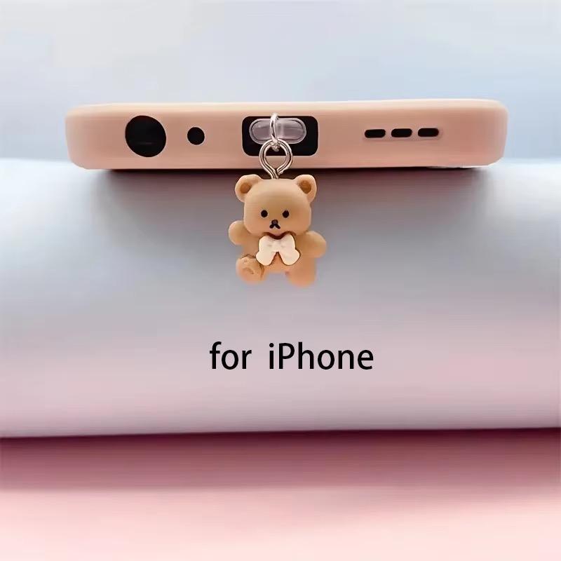Cute Teddy Bear Phone Dust Plug For Iphone For Samsung Type-C Interface Decorative Accessories Dust Cover Dust Cover Kawaii