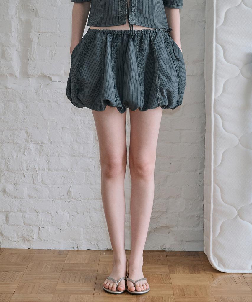 Sinun Lace Balloon Mini Skirt (Dark Navy)