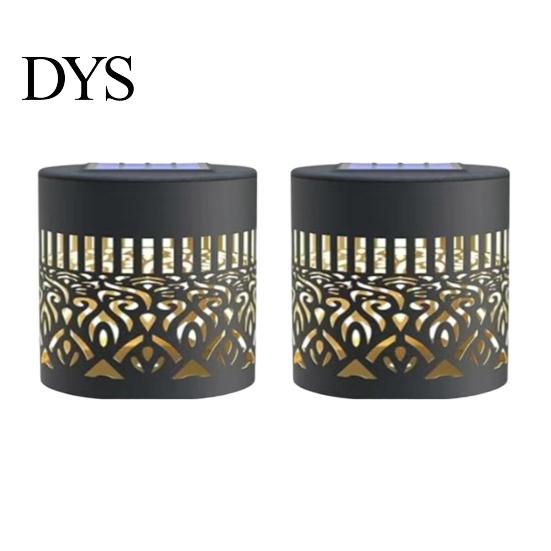 Year-round Outdoor Lighting Decorative Solar Lights Metal Hollow Pattern Step Wall Weather-Resistant Landscape Lamp Waterproof Fence for Garden