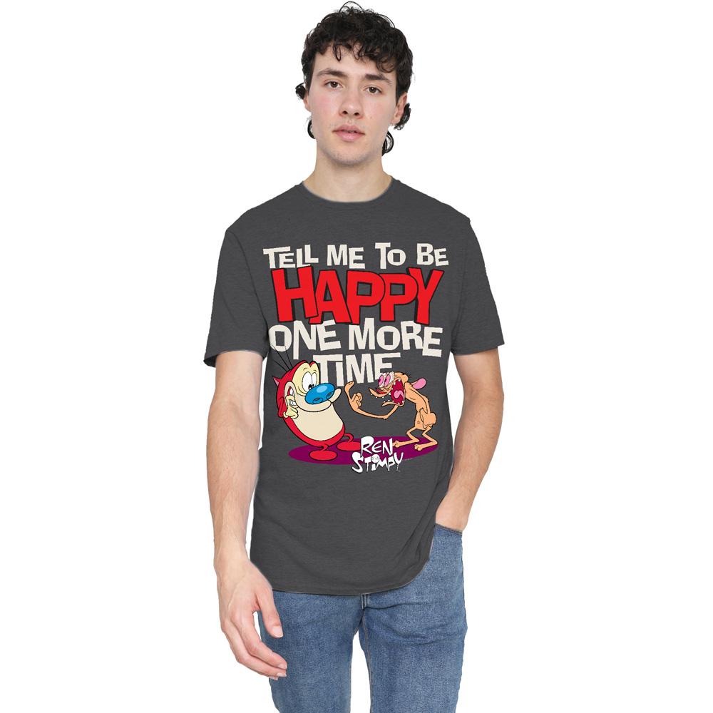 Ren & Stimpy Unisex Adult Tell Me To Be Happy T-Shirt