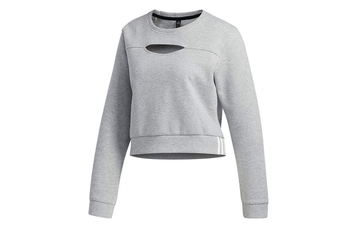 Adidas Sweatshirts Women s Gray Crew Neck Moderate Regular FJ7320 M