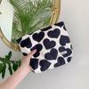 Corduroy Makeup Print Bag Heart Large Capacity Cosmetic Bag Vintage Travel Makeup Pouch Zipper Toiletries Storage Bag For Women