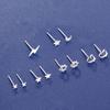 Sterling Silver Lightning Stud Earrings for Women Star of David Moon Heart Earring Elegant Wedding 999 Silver Jewelry