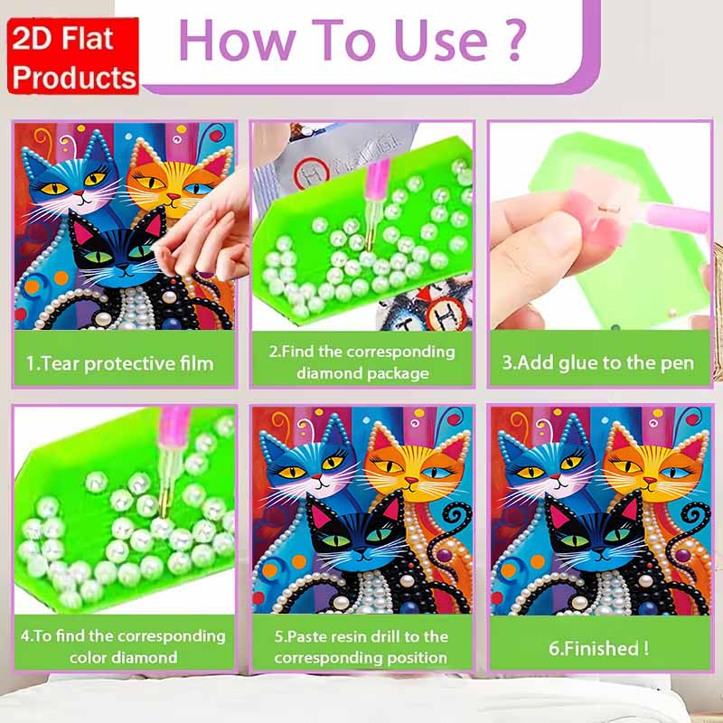 DIY Abstract Cat Pearl Diamond Art Kits Without Frame 30x40cm Gem Art Diamond Painting Kits for Adults/Beginners Gift Idea Home Wall Decor