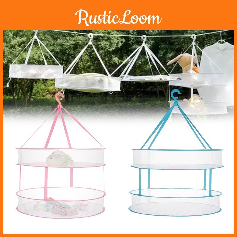 Portable Foldable Clothing Drying Basket With Dual Layers For Laundry Room Or Balcony