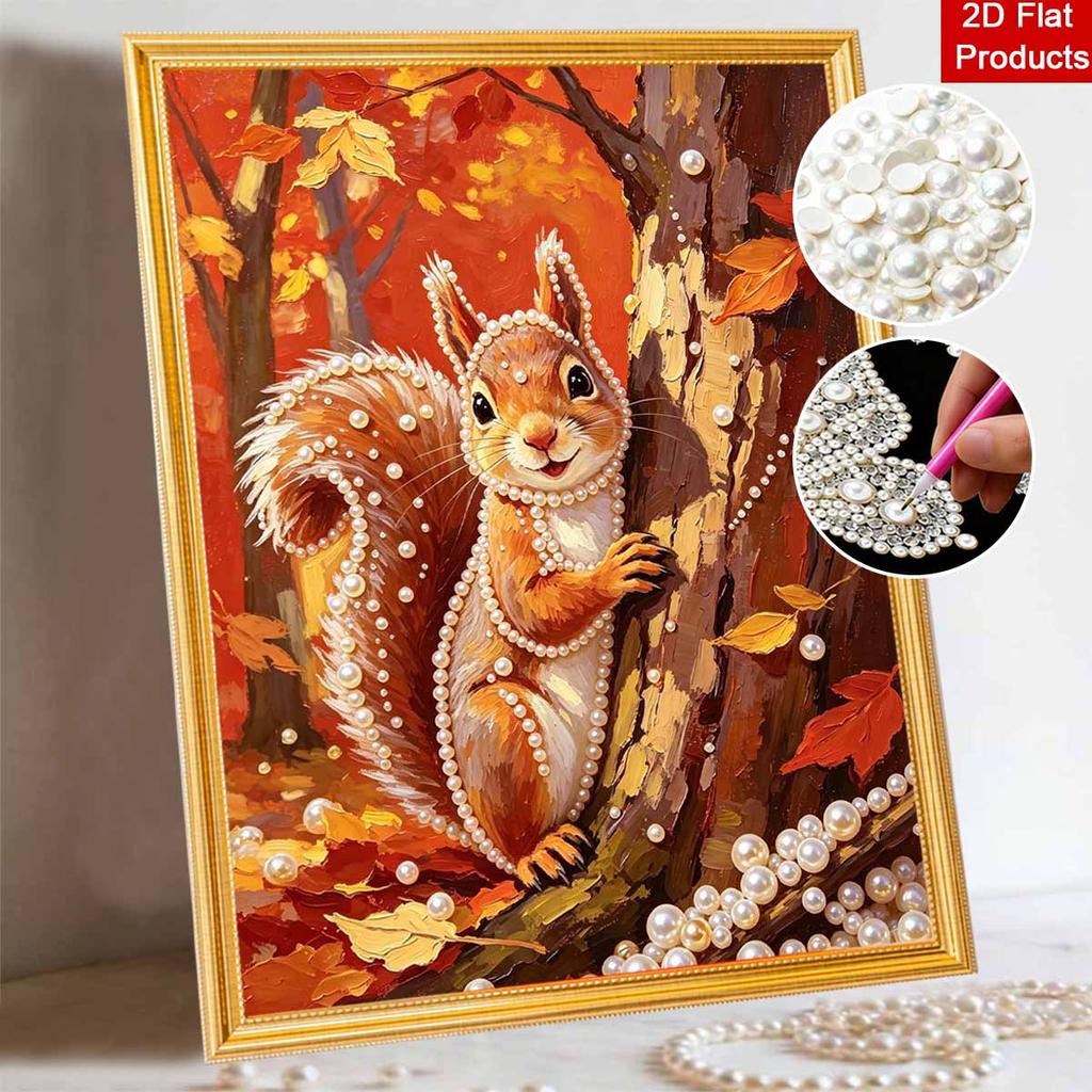 Pearl Painting Kit Autumn Squirrel Animal DIY Home Decoration Painting
