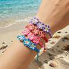 Boho Hawaiian Flower Bracelet for Women Polymer Clay Beaded Braid Rope Bangle Summer Beach Vacation Zircon Best Friend Gifts