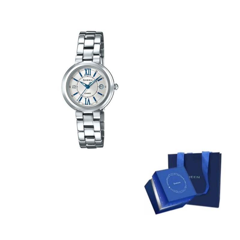 Casio SHEEN Elegant Series 50 Meter Waterproof Quartz Movement Stainless Steel Strap Japanese and Korean Watch Women’s Watch Silver SHE-4528D-7AUPR