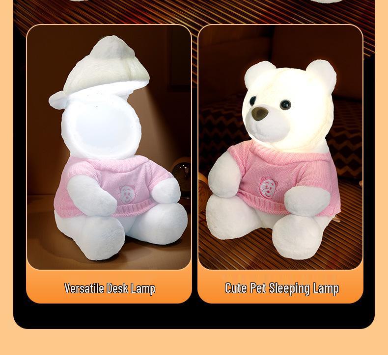 2026 Creative Plush Bear Tap Light with Type-C Charging – Bedroom Night Light Ornament