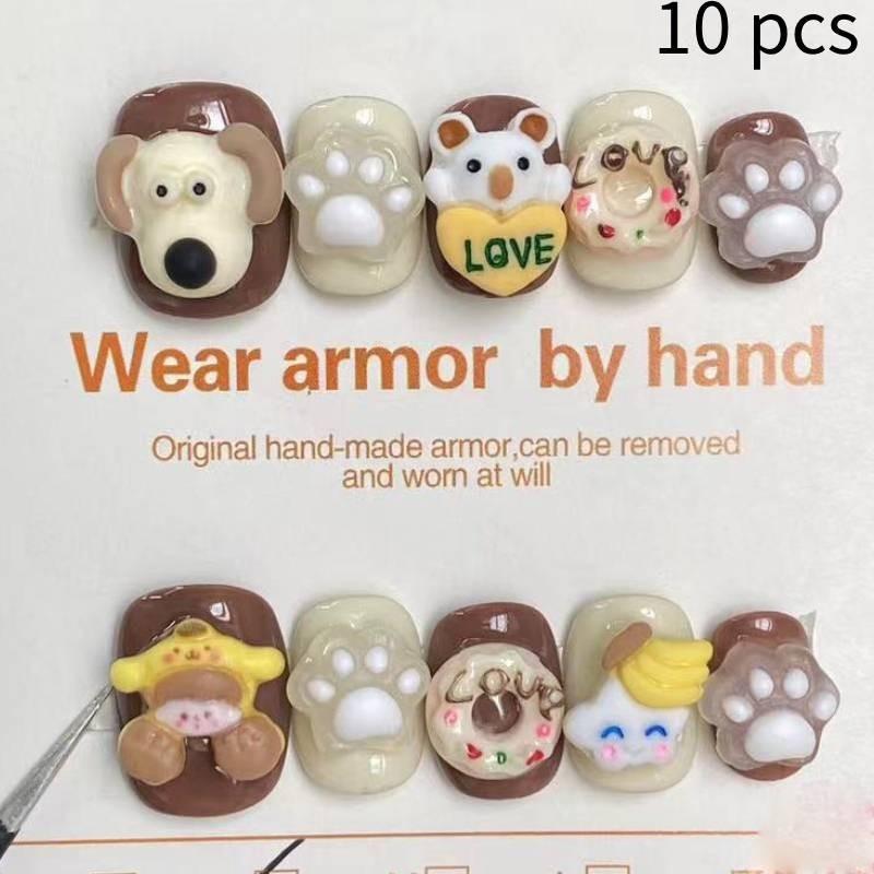 

Nail Wearing Phototherapy Pure Handmade Cartoon Cute Puppy Nail Detachable Art XS