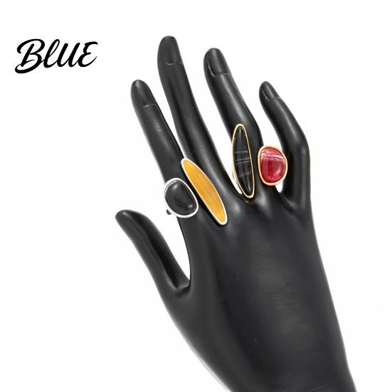Resin Smudged Texture Ring Retro Style Finger Ring Adjustable Open