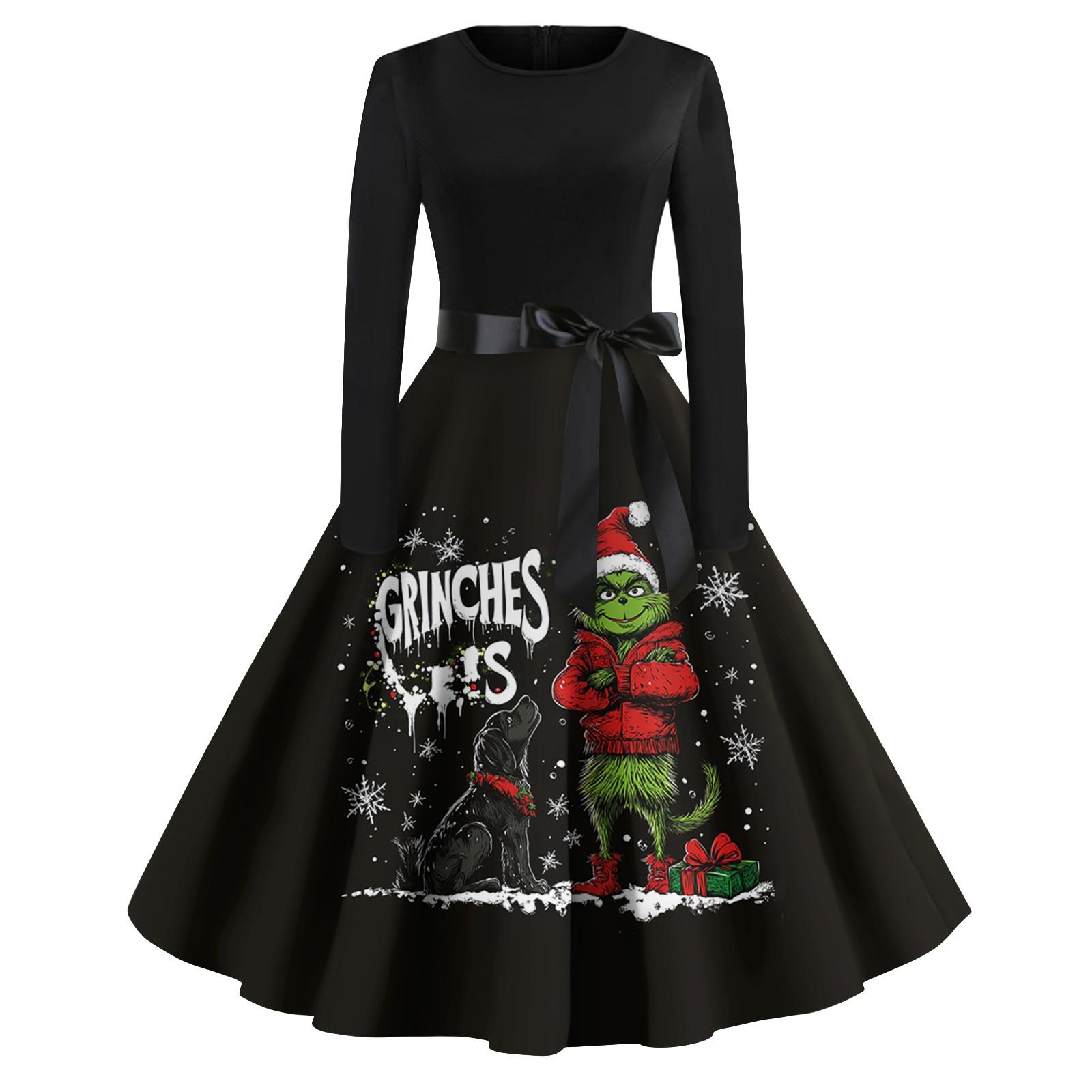 

Женское повседневное модное платье с длинным рукавом и принтом, вечернее повседневное платье с круглым вырезом S