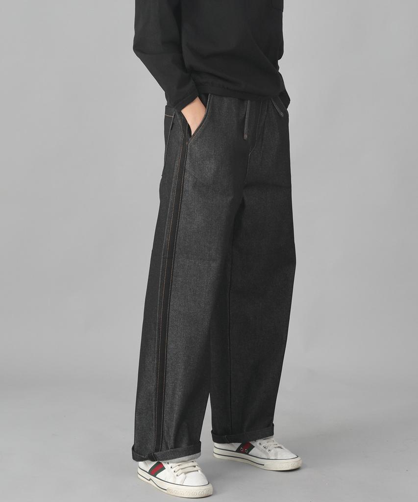 Seinteukeulu Black P-Line Ex Wide Pants Plw-341 Denim Black