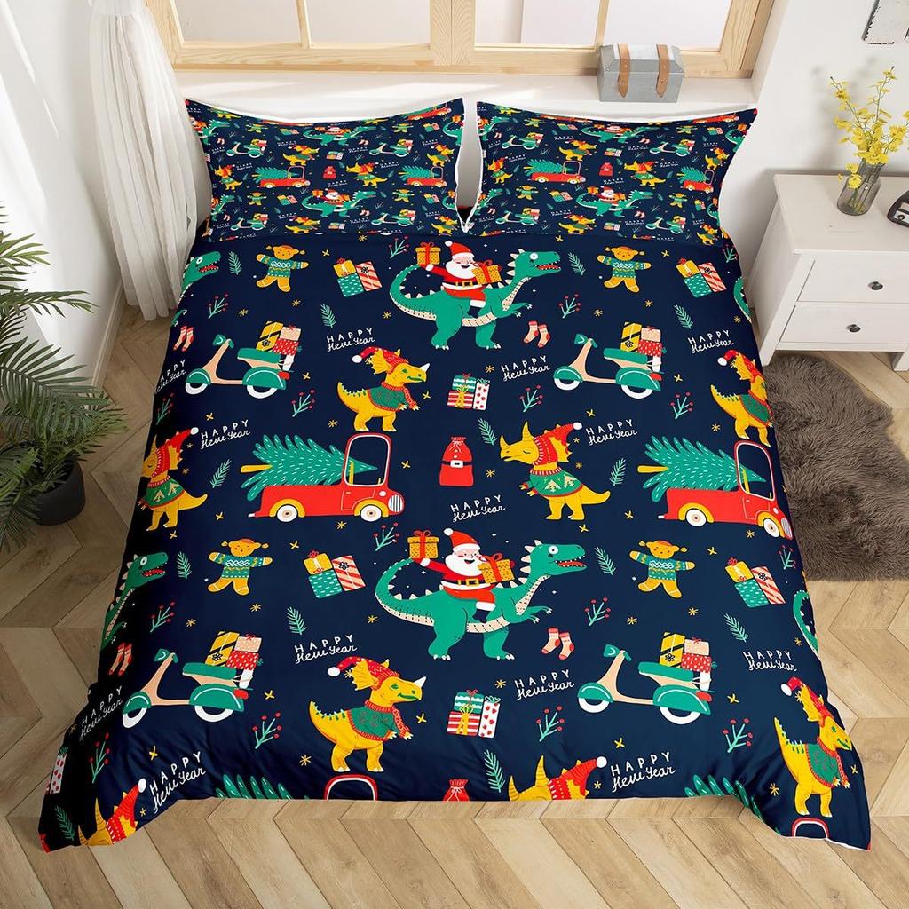 Cartoon Snowman Pink Polka Dots Three-Piece Quilt Cover Digital Printing Bedding Set Bed Cover