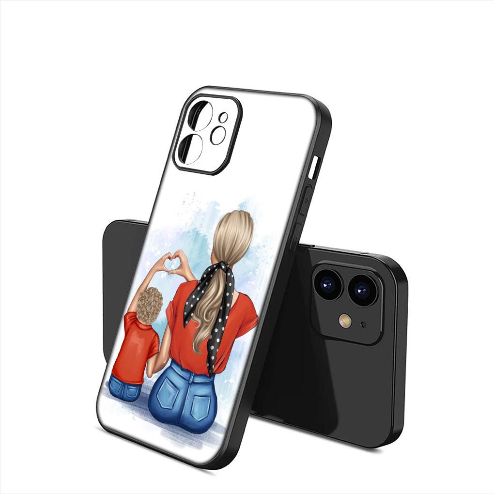 

Woman Baby Girl Mom Family Boy Soft Phone Cover for Apple iPhone 15 14 Plus 13 12 Mini Pro Max XR + 13Pro 14+ 15+ Silicone Case iPhone 12 Pro